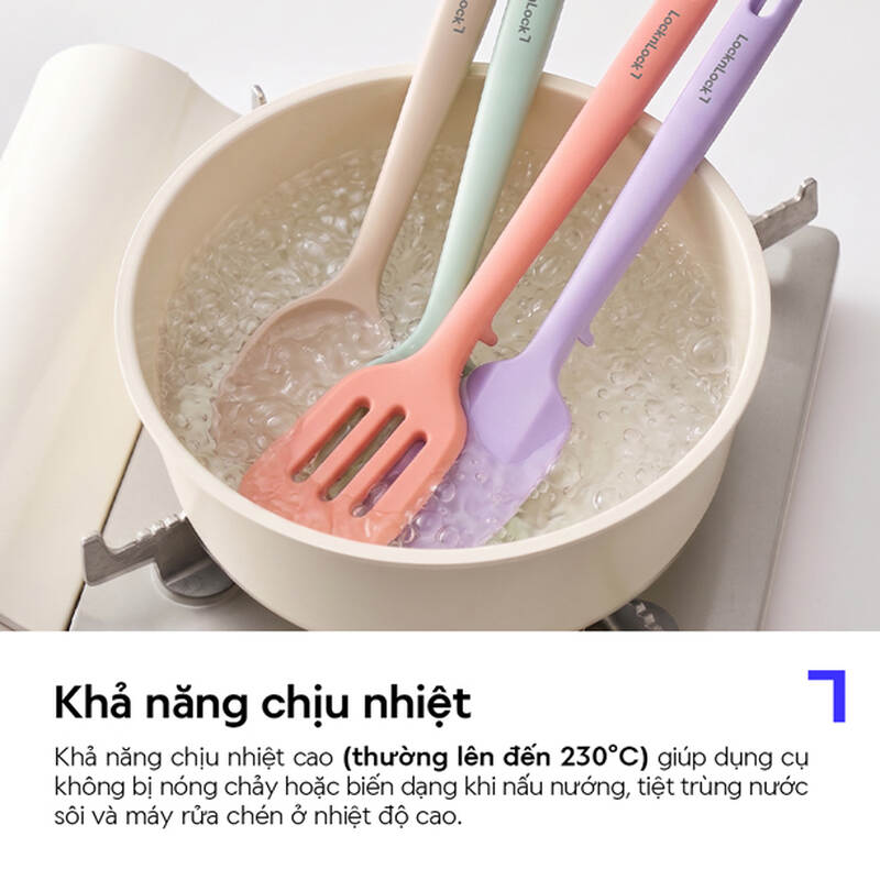 Bộ 4 dụng cụ nấu ăn bằng Silicon LocknLock (v&aacute;, xẻng lật, mu&ocirc;i m&uacute;c canh, phới) - CKT348S4, , large image number null